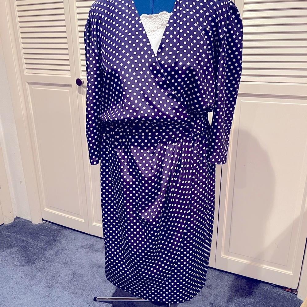 Liz Roberts Navy Polka Dot Dress